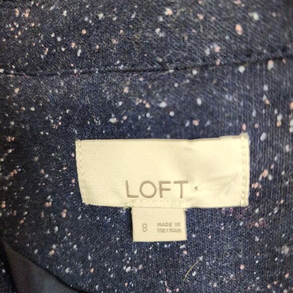 Loft Blazer Jacket 8 Speckled Navy Blue Academia Office Lined Preppy Old Money - Picture 6 of 10